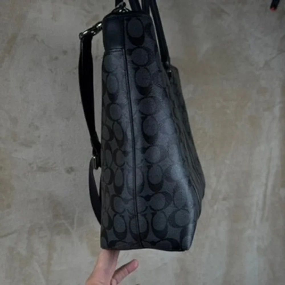 Coach Signature Business Tote Charcoal Black Monogram Crossbody Bag F54799